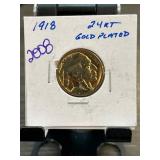 1918 Buffalo Nickel 24KT Gold Plated