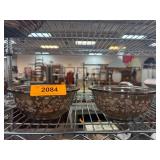 Pyrex Brown Mixing Bowls with Floral Motif