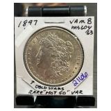 1897 Morgan Silver Dollar VAM 8 MS60+