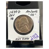 1939-D Reverse 38 Jefferson Nickel