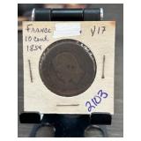French 1854 10 Centime Coin