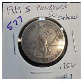 1919-S Philippines 50 Centavos Coin