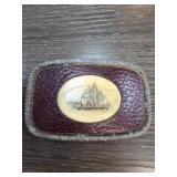 Leather Belt Buckle with Nautical Design