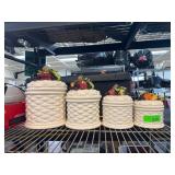 Ceramic Lidded Canisters with Fruit Motif