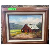 Lily Lievsay Oil Painting of a Red Barn Scene