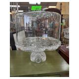 Pressed Glass Pedestal Cake Stand with Lid