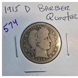 1915 D Barber Quarter in Holder