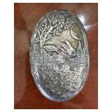 Sterling Silver Rabbit Motif Oval Brush