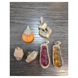 Mixed-Material Pendant and Earring Set