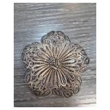 Sterling Silver Filigree Floral Brooch