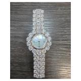 Luxury Quartz Watch with Crystal Accents