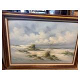 Framed Coastal Landscape Oil Painting by Artist