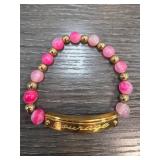 Rustic Cuff Pink Beaded Bracelet W Courageï¿½