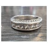 Sterling Silver Ring Sz 11.5 with Clear Stones