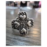 Sterling Silver Size 7.5 Heart Cross Ring