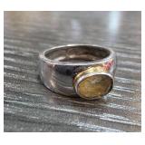 Sterling Silver Ring with Gold-Tone Accent