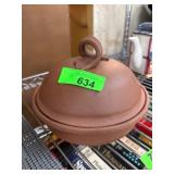 Terracotta Lidded Dish with Swirl Design