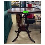Mahogany Lyre Pedestal Side Table