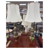 Stiffel Brass Table Lamps with Shades