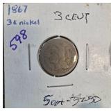 1867 United States 3-Cent Nickel Coin