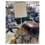 Brass Floor Lamp with Built-in Round Table
