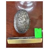 Sterling Silver Brush and Comb Set with Rabbit Des