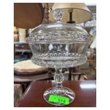 Clear Pressed Glass Lidded Pedestal Dish