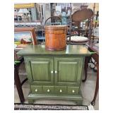 Holly Green Wooden Cabinet with White Pulls