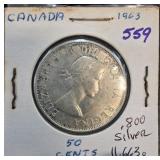 1963 Canada 50 Cents Silver Coin