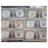 Six $1 Silver Certificates