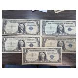 Five US Silver Certificates