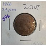 1866 Two-Cent Piece Coin