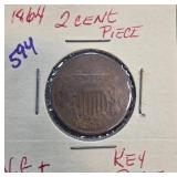 1864 Two-Cent Piece Key Date Coin