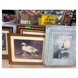 Framed Duck Print and Rustic Table Decor