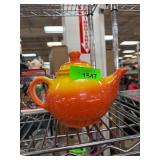 Orange Gradient Ceramic Teapot With Lid