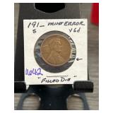 1911 Lincoln Wheat Cent With Mint Error