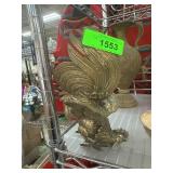 Brass Rooster Figurine with Intricate Details
