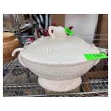 White Ceramic Tureen with Lid and Handles