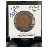 1927 Lincoln Wheat Penny, EF40 Grade