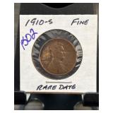 1910-S Lincoln Wheat Cent in Fine Condition