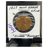 1927 Lincoln Cent Mint Error Coin
