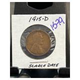1915-D Lincoln Wheat Penny Scarce Date
