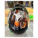 Glass Paperweight with Halloween Theme