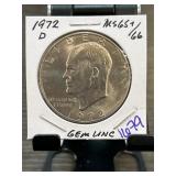 1972-D Eisenhower Dollar, MS65+
