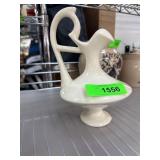 Off-White Ceramic Decorative Pitcher