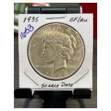 1935 Peace Silver Dollar Coin EF/AU