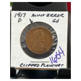 1917-D Lincoln Cent Mint Error Coin
