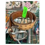 Fossil Brown Leather Belt with Cutout Design