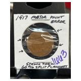 1917 Lincoln Wheat Cent Mint Error