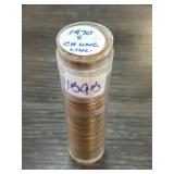Roll of 1970-S Lincoln Cents, Uncirculated